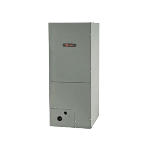 Trane indoor air handler unit isolated on a light gray background.