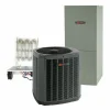 Trane heat pump system with outdoor unit, air handler, and electric heat kit component