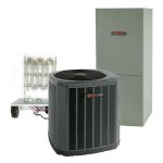 Trane heat pump system with outdoor unit, air handler, and electric heat kit component