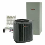 Trane heat pump system with outdoor unit, air handler, and electric heat kit component