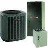 Trane central AC condenser unit, furnace, and evaporator coil