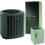 Trane central AC condenser unit, furnace, and evaporator coil