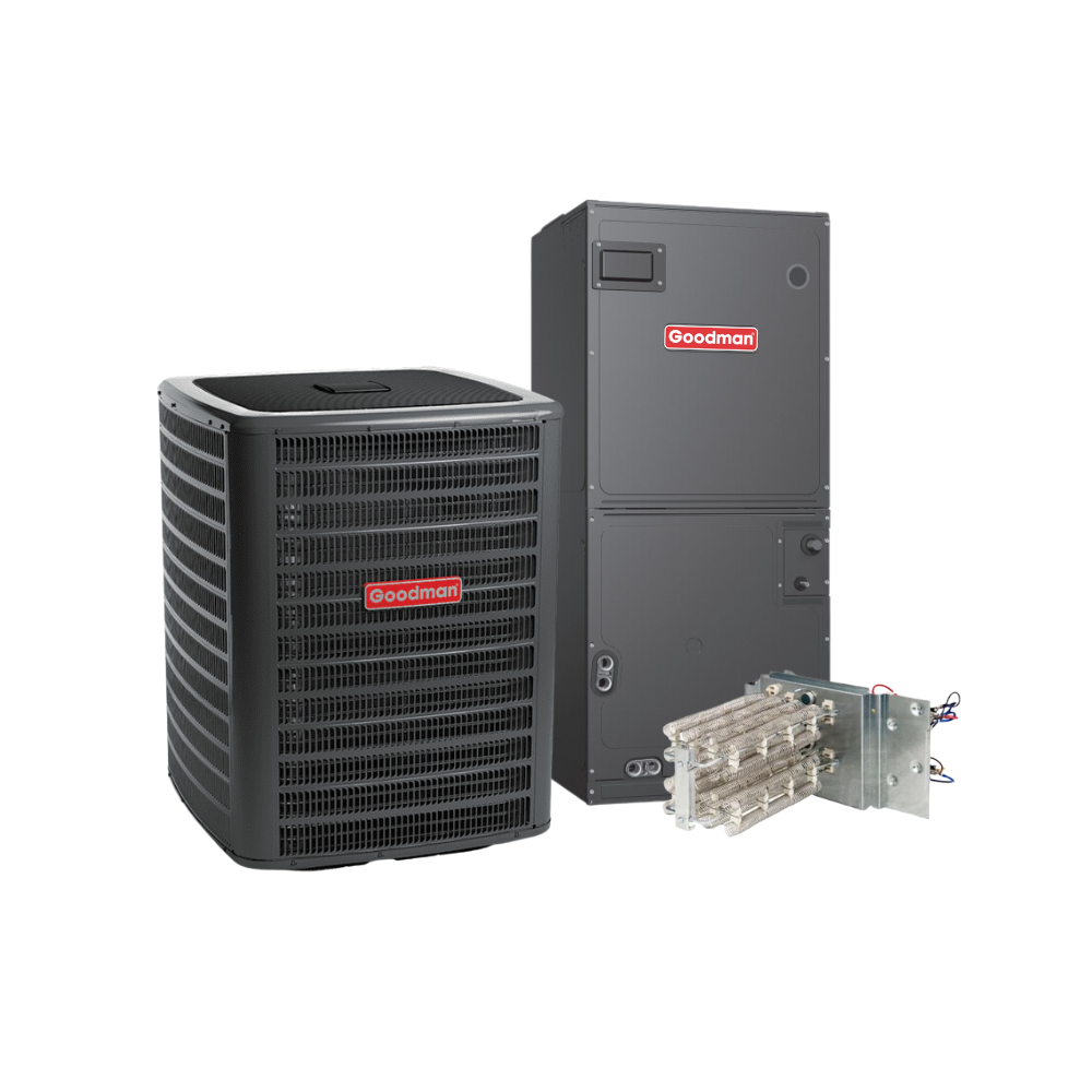 Image of Goodman air conditioner and heat pump system, highlighting its efficiency and performance from Green Leaf Air.