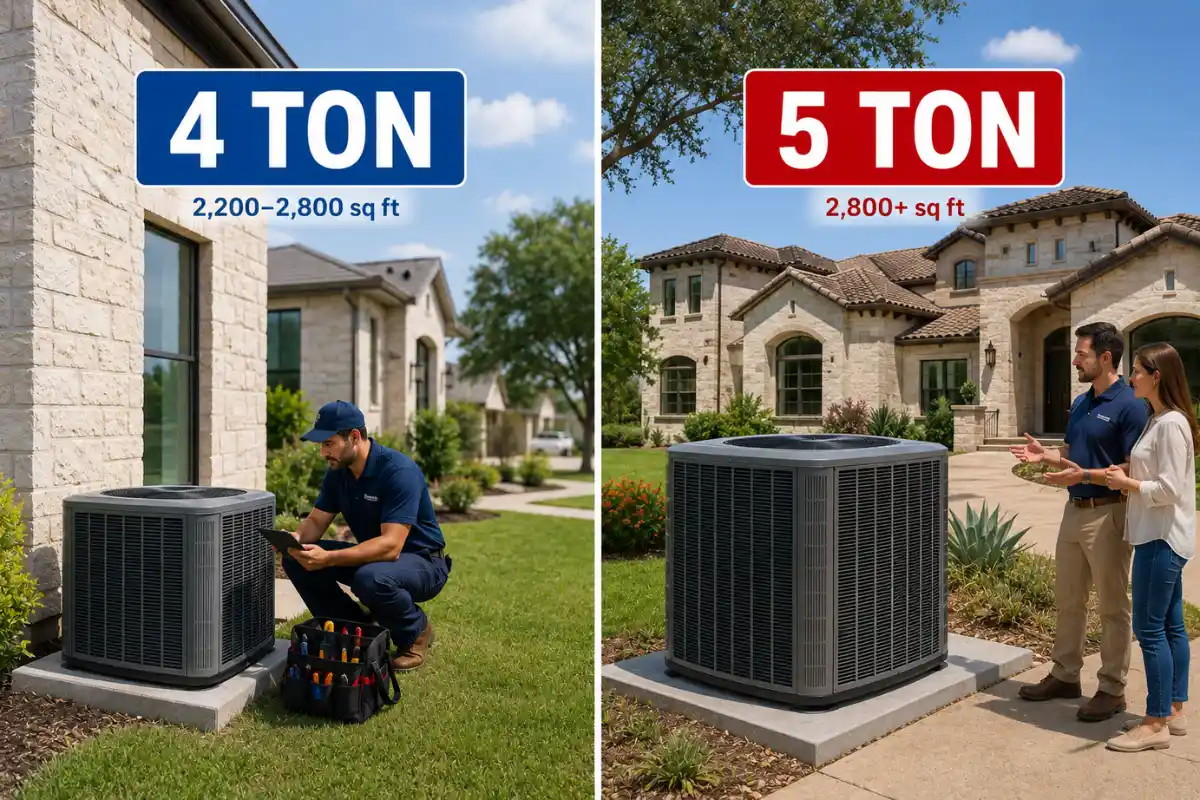 4 ton vs 5 ton AC sizing comparison for large homes